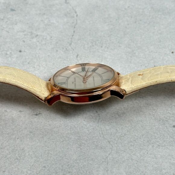 Anne Klein Watch Womens 36mm Gold Tone Beige Leather Band Classic New Battery - Picture 6 of 13